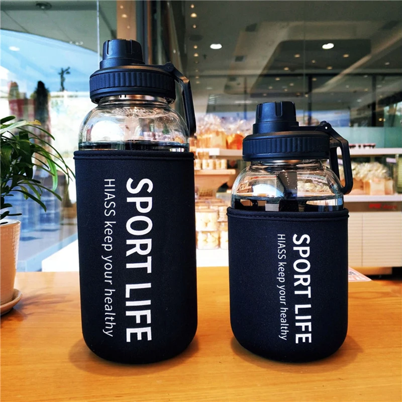 Outdoor Sport Glass Water Bottle - 700Ml/1000Ml Grote Capaciteit Draagbare Sport Fles