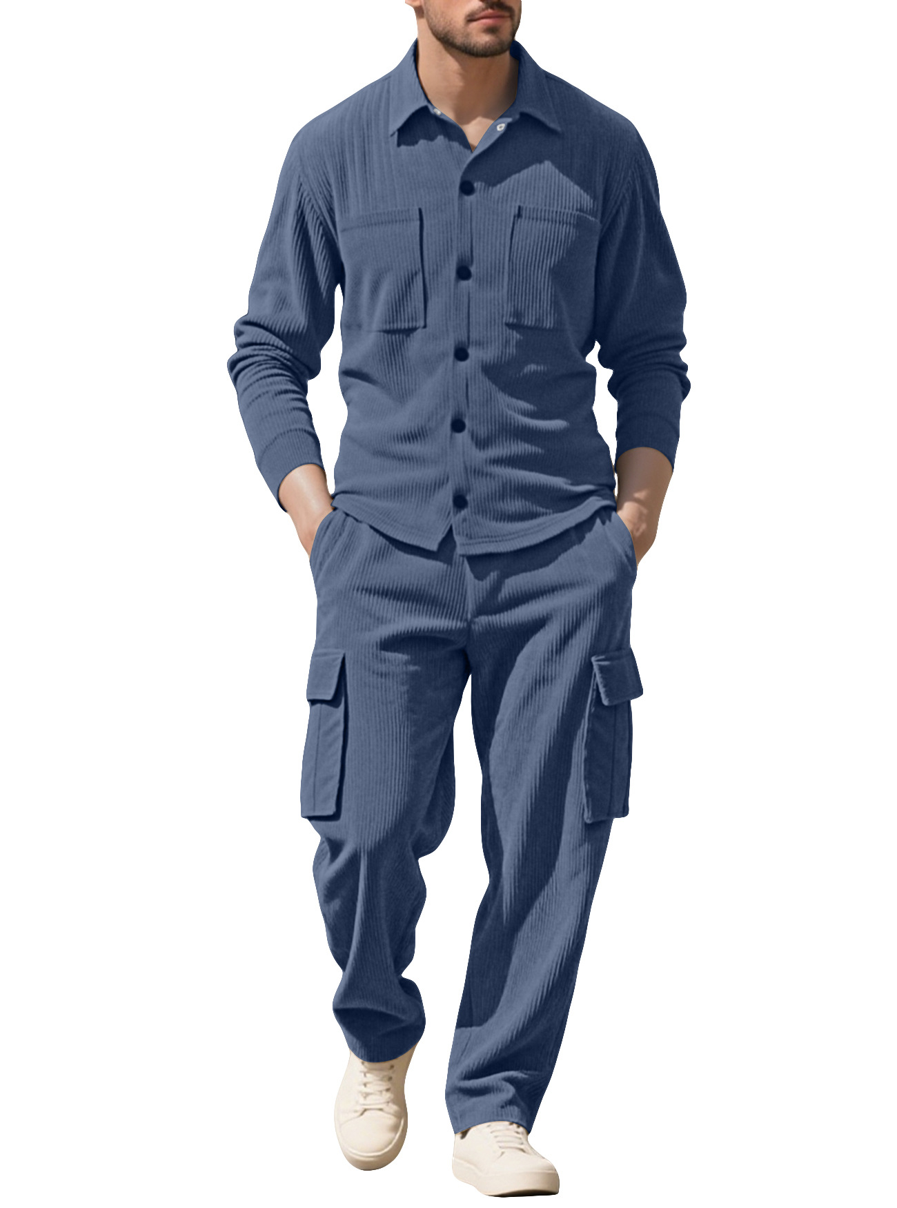 Outdoor Sports Outfit - Herentrui van corduroy, 2-delige set, losse