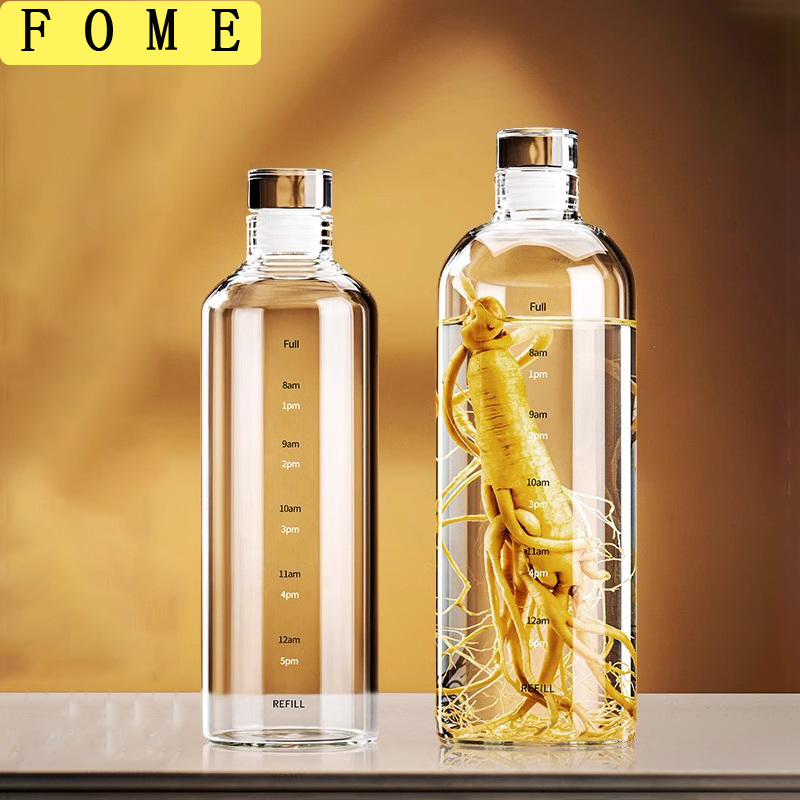 Outdoor Sport Glass Water Bottle - FOME Glazen Sport Waterfles Met Tijdschaal