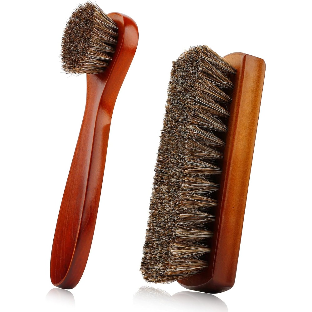 Brushing Boot Horse - 2-delige paardenhaar schoenborstelset, professionele lederen laarsreinigingsborstels
