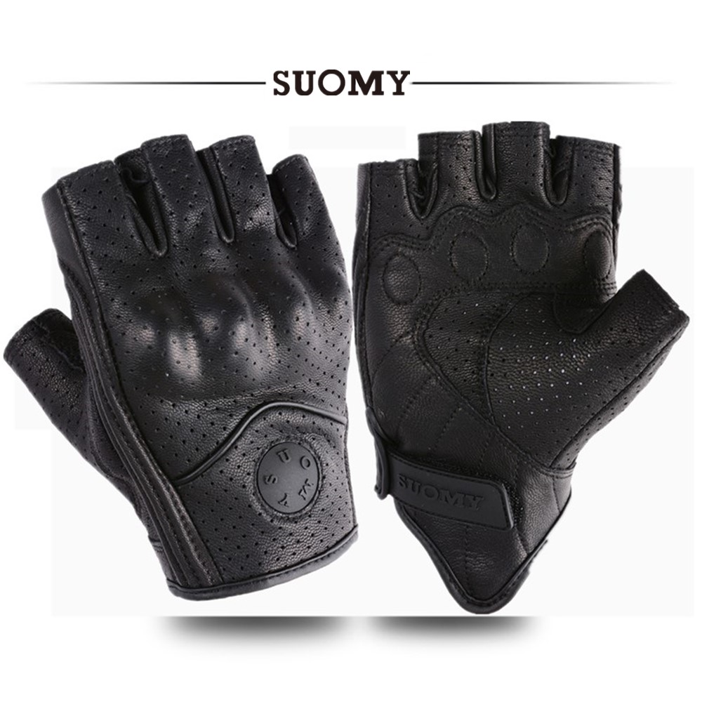 Horse Riding Glove - Zomer Halve Vinger Motorhandschoenen Retro Zwart