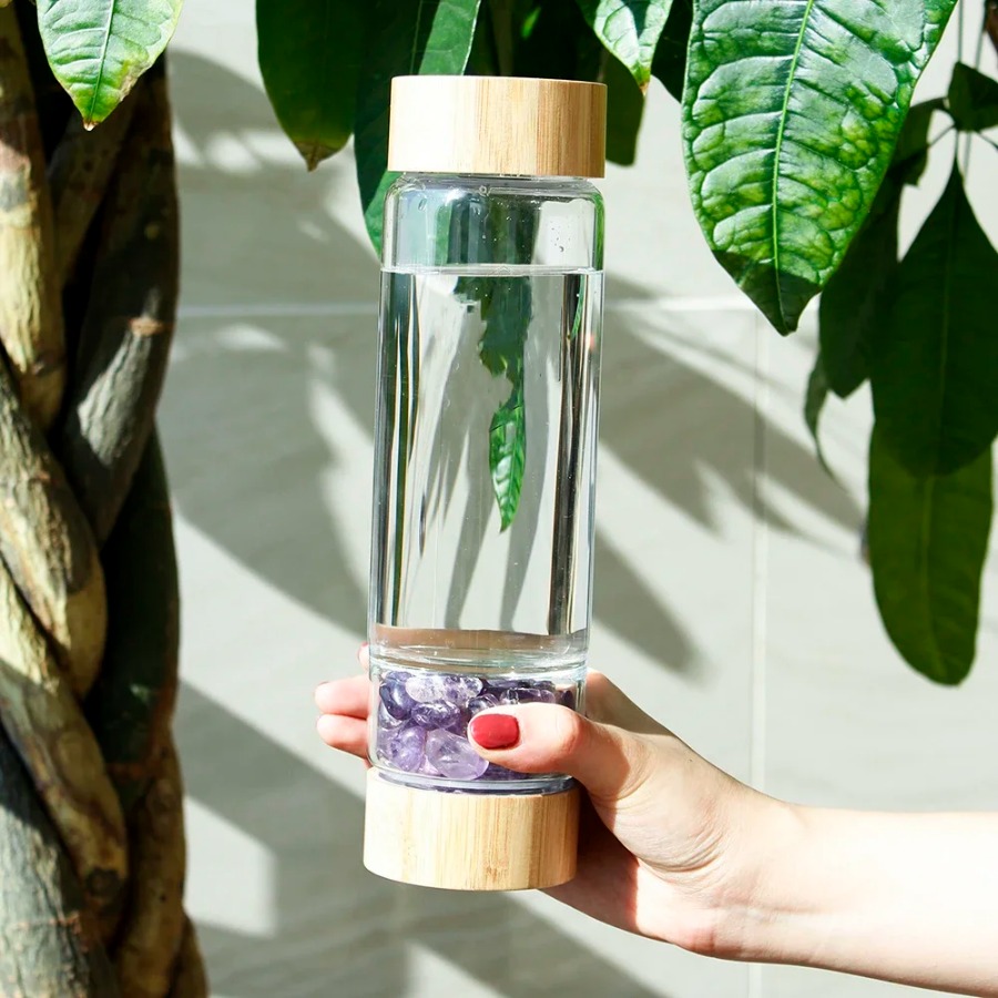 Outdoor Sport Glass Water Bottle - Kristallen natuurlijke ertsflessen met grote diameter