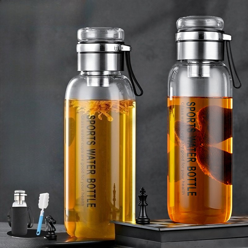 1.0/1.2 L Glazen Waterfles met - Outdoor Sport Glass Water Bottle recensie en prijs